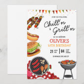 バーベキュー誕生日招待状, グリル&チルパーティー 招待状 (正面/裏面)