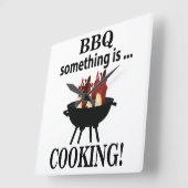 バーベキュー調理師シェフおもしろいBBQ スクエア壁時計 (傾斜)
