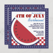 バーベキュー7月4日愛国のスイカ 招待状 (正面/裏面)