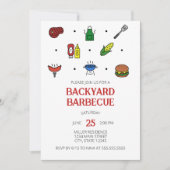 バーベキュー アイコン パーティー 招待状 (正面)