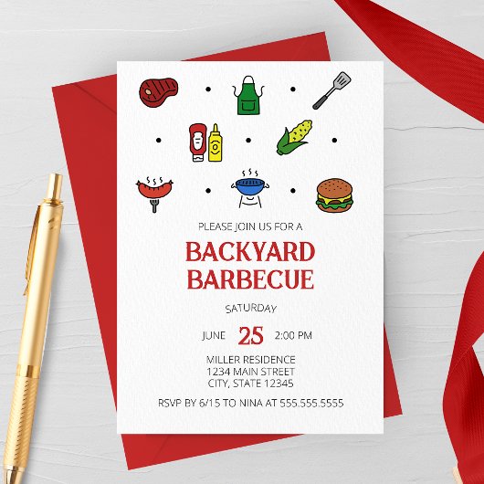 バーベキュー アイコン パーティー 招待状