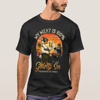 バーベキュー アヒル グリル 肉 ビーチ 日没 バーベキュー ピットマスター Tシャツ