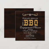 バーベキュー ウェスタン ウッドエンゲージメント カップルシャワーパーティ 招待状 (正面/裏面)