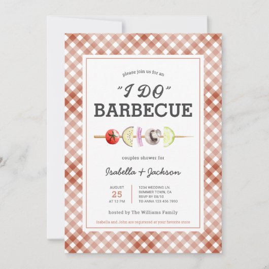 バーベキュー ウェディング シャワー 招待状 I DO BBQ (正面)