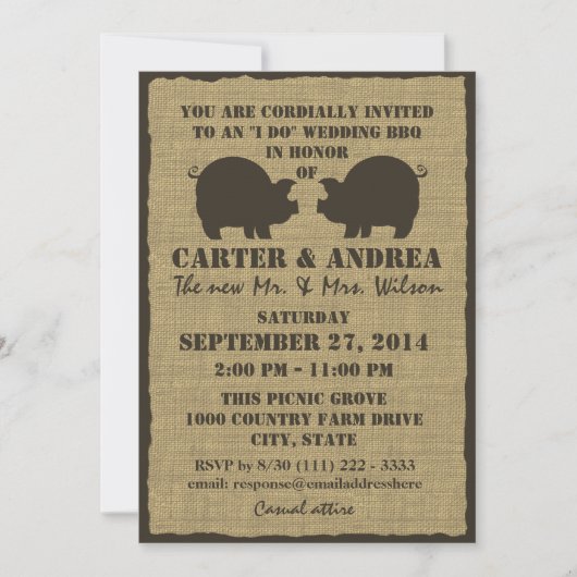 バーベキュー ウェディング レセプション 招待状 (正面)