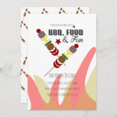 バーベキュー・カボブ・フレーム・パーティー招待状 招待状 (正面/裏面)
