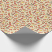 バーベキュー、グリル、手描きのシームレスな背景。 ラッピングペーパー (角)