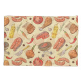 バーベキュー、グリル、手描きのシームレスな背景。 枕カバー (裏面)