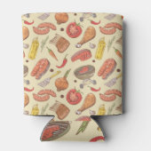 バーベキュー、グリル、手描きのシームレスな背景。 缶クーラー (裏面)