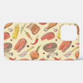 バーベキュー、グリル、手描きのシームレスな背景。 Case-Mate iPhoneケース (裏面 (横))