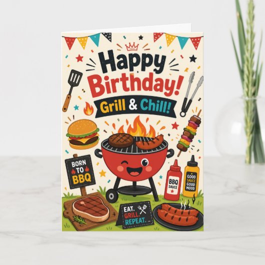 バーベキュー グリル 誕生日カード おもしろ カード (正面)