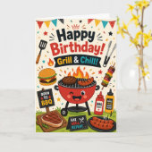 バーベキュー グリル 誕生日カード おもしろ カード (黄色い花)