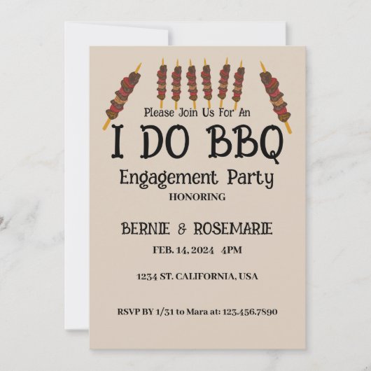 バーベキュー スティック グリルで BBQ しよう 招待状 (正面)