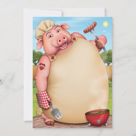 バーベキュー パーティーの招待状、BBQ ステーショナリー 招待状 (正面)