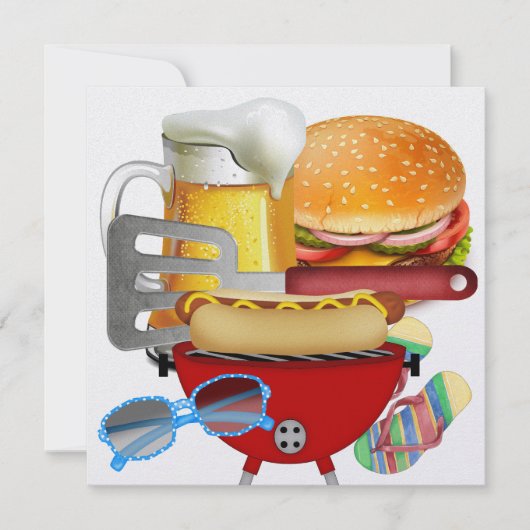 バーベキュー・パーティー - 7月4日 招待状 (正面)