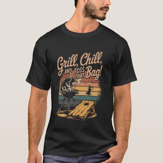 バーベキュー ビール おもしろ コーンホール Tシャツ (正面)