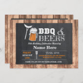 バーベキュー＆ビール 誕生日チョークウッド招待状 招待状 (正面/裏面)