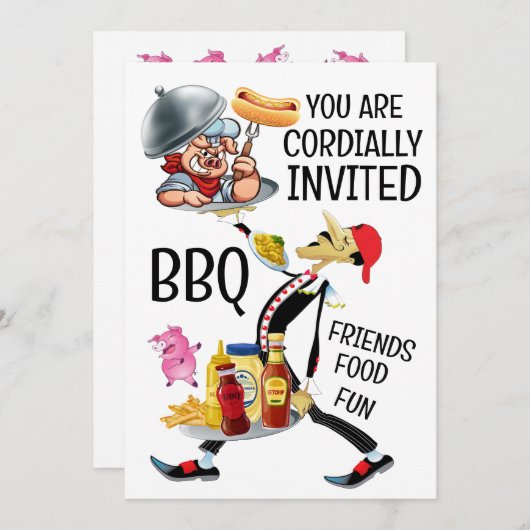 バーベキュー/ピッグピッキン 招待状 (正面/裏面)