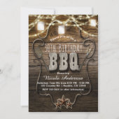 バーベキュー ラスティック ウッド メイソンジャー ライト 誕生日パーティー 招待状 (正面)