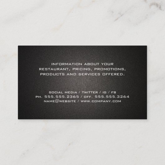 バーベキュー | 料理人の帽子とツール 名刺 (裏面)