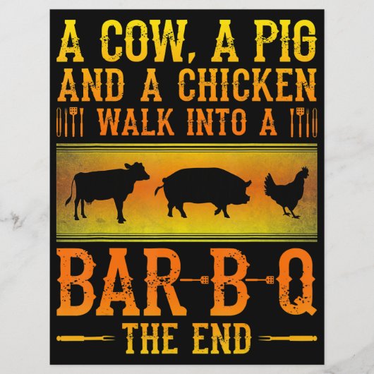 バーベキュー 牛の豚と鶏がBBQに入る チラシ (正面)