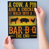 バーベキュー 牛の豚と鶏がBBQに入る チラシ (手)