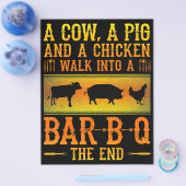 バーベキュー 牛の豚と鶏がBBQに入る チラシ (シングル)