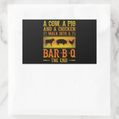 バーベキュー 牛の豚と鶏がBBQに入る 長方形シール (バッグ)