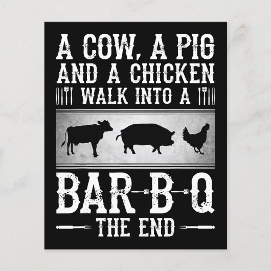 バーベキュー 牛の豚と鶏肉がBBQに入る チラシ (正面)