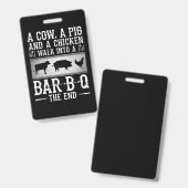 バーベキュー 牛の豚と鶏肉がBBQに入る バッジ (表裏)
