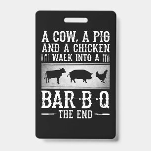 バーベキュー 牛の豚と鶏肉がBBQに入る バッジ