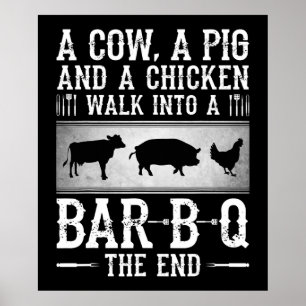 バーベキュー 牛の豚と鶏肉がBBQに入る ポスター