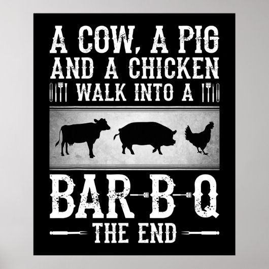 バーベキュー 牛の豚と鶏肉がBBQに入る ポスター (正面)