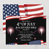 バーベキュー＆花火　アメリカ独立記念日パーティー 招待状 (正面/裏面)