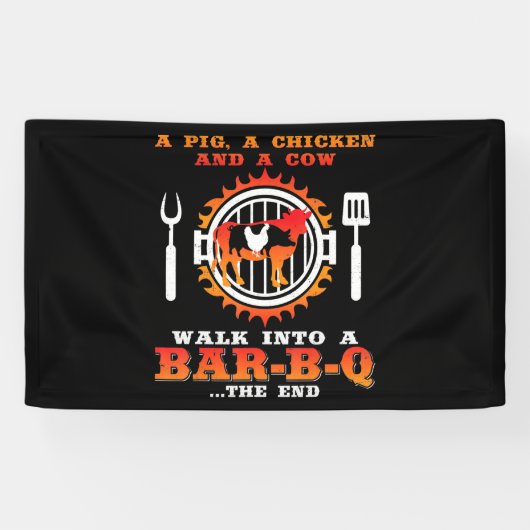 バーベキュー |豚と鶏肉がバーBbqに入る 横断幕 (横)