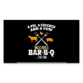 バーベキュー |豚に鶏肉と牛のバーベキューおもしろい。 マグネット名刺 (正面)