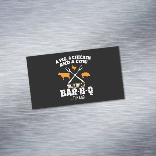 バーベキュー |豚に鶏肉と牛のバーベキューおもしろい。 マグネット名刺 (インサイチュ)