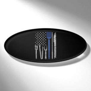 バーベキュー BBQアメリカ国旗で豚をグリル料理シェフ 名札