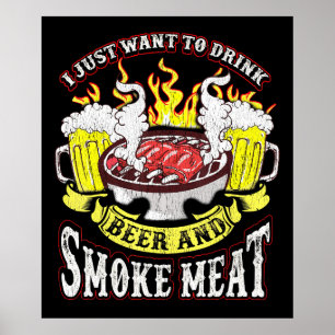バーベキュー   BBQグリリングビールのスモーク肉おもしろい引用文 ポスター
