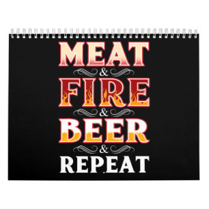 バーベキュー BBQグリル喫煙肉火ビールリピート カレンダー