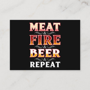 バーベキュー BBQグリル喫煙肉火ビールリピート 名刺