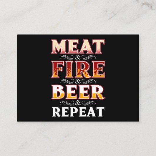 バーベキュー | BBQグリル喫煙肉火ビールリピート 名刺 (正面)