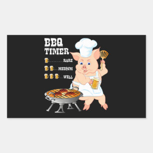 バーベキュー BBQタイマグリルバーベキュービアラバーメンズ 長方形シール