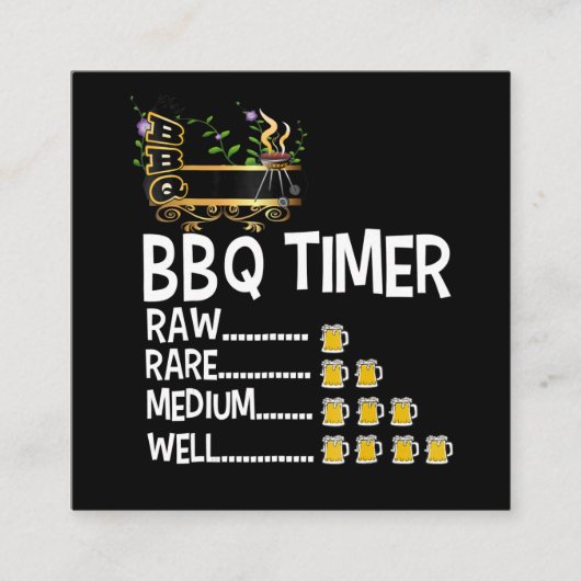 バーベキュー | BBQタイマーバーベキューおもしろいグリルギフト スクエア名刺 (正面)