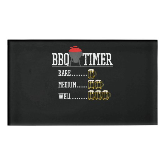 バーベキュー | BBQタイマービールステーキおもしろいー焼きグリル 名札 (正面)