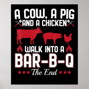 バーベキュー BBQパパは牛を豚と鶏をジョーク ポスター