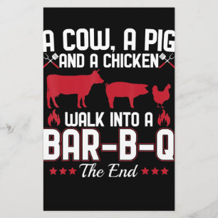 バーベキュー   BBQパパは牛を豚と鶏をジョーク 便箋