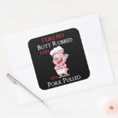 バーベキュー | BBQ私は私のお尻を擦り、私の豚肉を引っ張るのが好き スクエアシール (封筒)