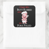 バーベキュー | BBQ私は私のお尻を擦り、私の豚肉を引っ張るのが好き スクエアシール (バッグ)