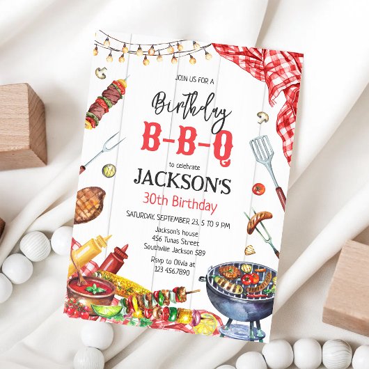 バーベキュー BBQ グリル 裏庭 誕生日パーティー 招待状